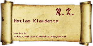 Matias Klaudetta névjegykártya